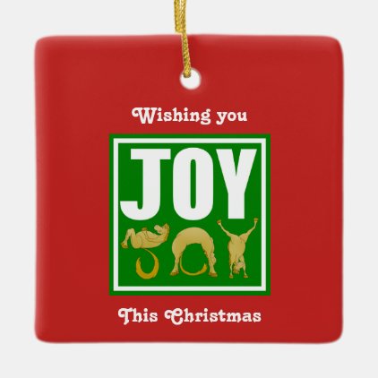 Joy Christmas Ponies Ceramic Ornament