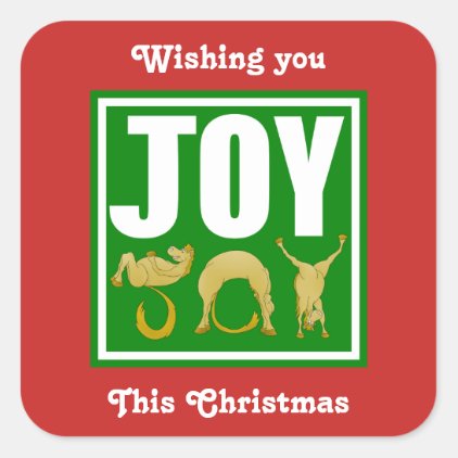 Joy Christmas Ponies Square Sticker