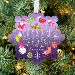 Joy Christmas Purple Ornament Card