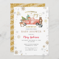 Joy Christmas Red Truck Baby Shower Is On The Way