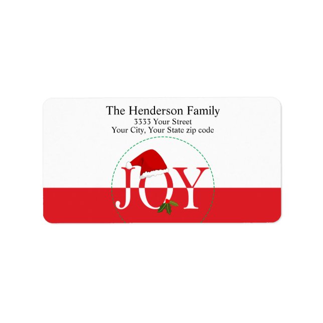 Joy Christmas Return Address Label (Front)