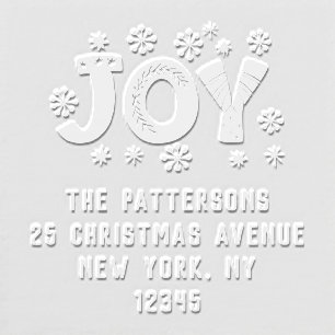 JOY Christmas Return Address Personalized Name Embosser