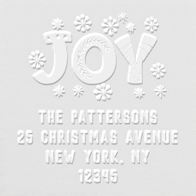 JOY Christmas Return Address Personalized Name Embosser (Design)