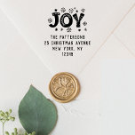 JOY Christmas Return Address Personalized Name Self-inking Stamp<br><div class="desc">JOY Christmas Return Address Personalized Name Holiday Self-inking Stamp features the text "JOY" in modern typography accented with snowflakes with your personalized name and return address below. Perfect for Christmas cards, holiday cards, Christmas party invitations and holiday party gifts and favors or in the office for products or mail. Designed...</div>