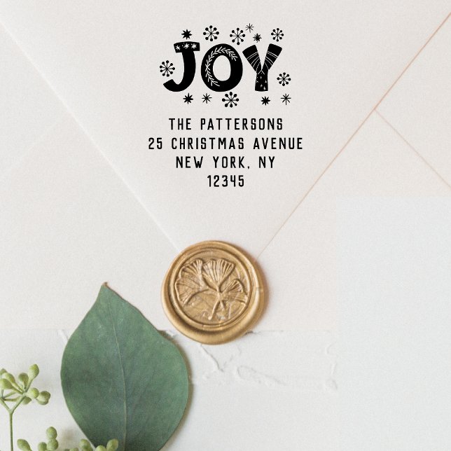JOY Christmas Return Address Personalized Name Self-inking Stamp (Creator Uploaded)
