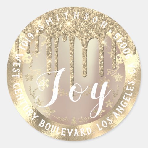 Joy  Christmas Return RSVP Lux VIP  Gold  Spark Classic Round Sticker