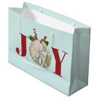 Joy Christmas Sand Dollar Holly Berries Coastal