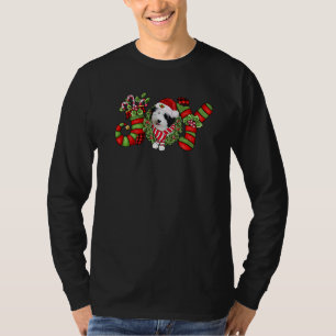 Joy Christmas Sheepadoodle Dog Santa Pajamas Xmas T-Shirt