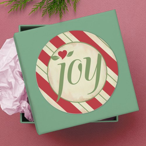 Joy Christmas Sticker _ Red and Green Stripes