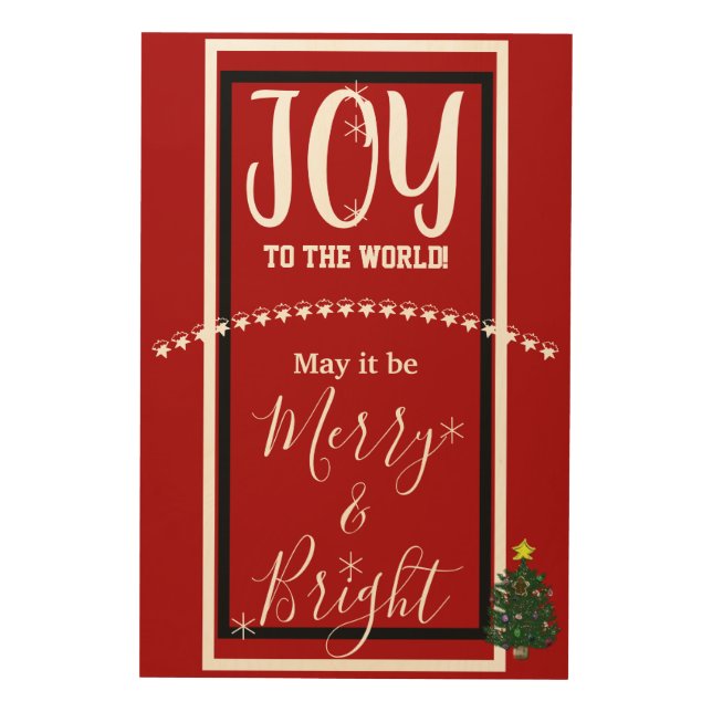 Joy Christmas Tree Wood Wall Art (Front)