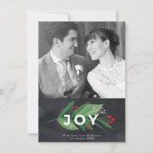 Joy christmas winter holiday photo card