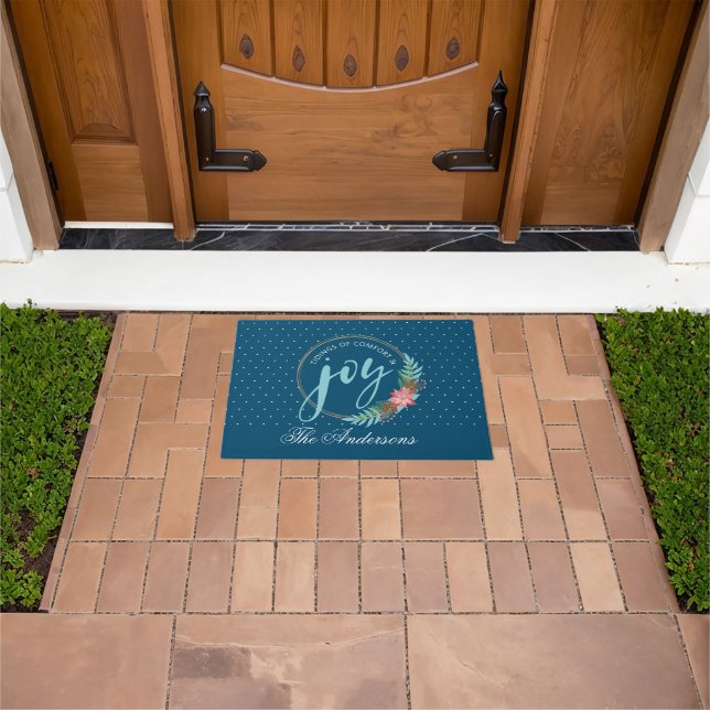 Joy Christmas Wreath Elegant Doormat (Outdoor)