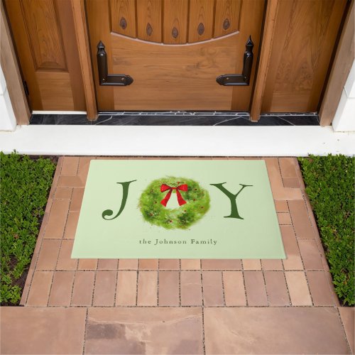 JOY Christmas Wreath Family Doormat
