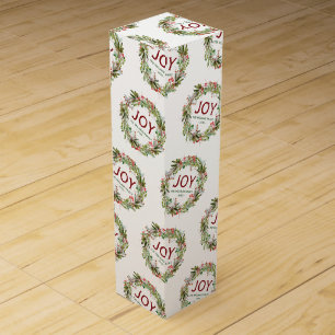 Joy - Christmas Wreath Family Name Wine Box