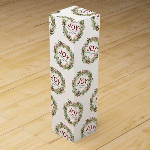 Joy _ Christmas Wreath Family Name Wine Box