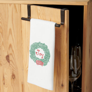 Joy Christmas Wreath Kitchen Towel