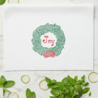 Joy Christmas Wreath Kitchen Towel