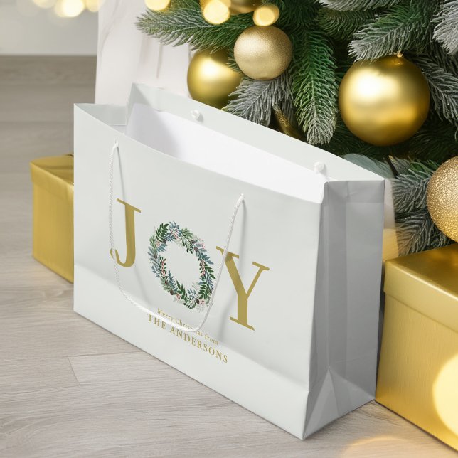 "Joy" Christmas Wreath Large Gift Bag (Creator Uploaded)
