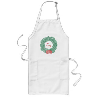 Joy Christmas Wreath Long Apron