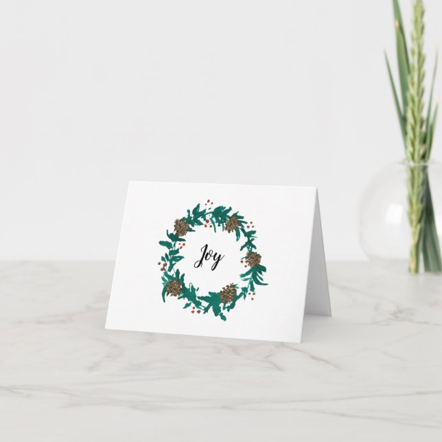 Joy Christmas Wreath Painting Card (Front)