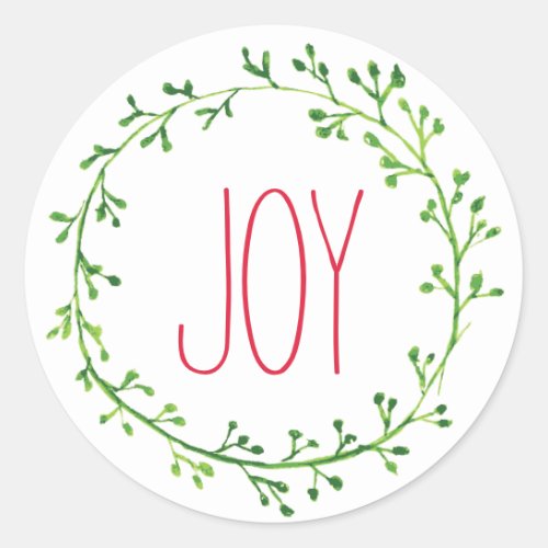 Joy Christmas Wreath Typography Quote Stickers