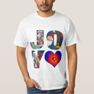 JOY COLORFUL HEARTS MUSICAL SANTA CHRISTMAS PARTY T-Shirt