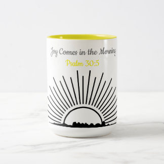 joy comes in the morning psalm 30:5 Two-Tone coffee mug