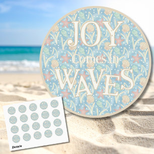Joy Comes in Waves – Boho Beach Classic Round Sticker