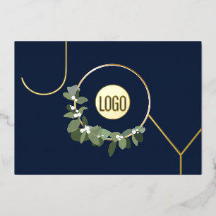 JOY Corporate logo on Navy Blue real Foil Holiday Card