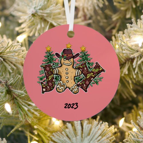 Joy Country Ginger Bread Man Christmas Metal Ornament