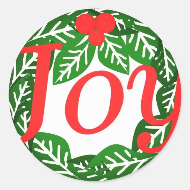 Joy Crhistmas Classic Round Sticker (Front)