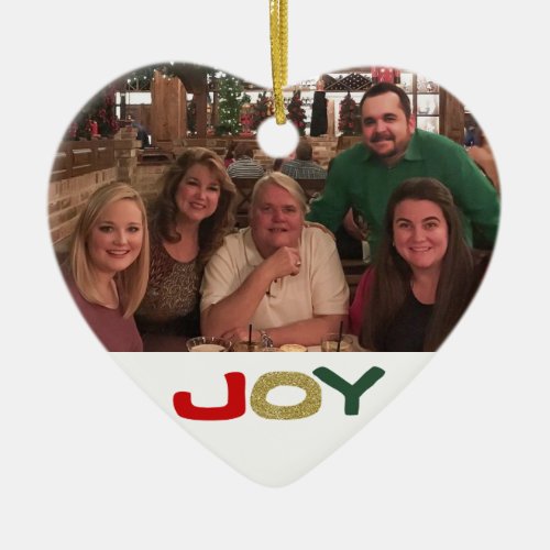 Joy Custom 2_sided Family Photo Christmas Ceramic Ornament