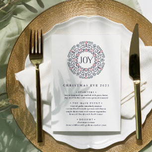 Joy Custom Christmas Eve Dinner Menu Invitation