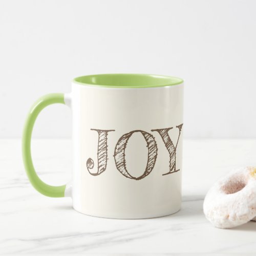 Joy Custom Color Mug Christmas Holiday Gift Mug