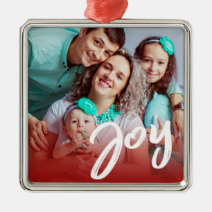 Joy Custom Photo Christmas Personalized Keepsake Metal Ornament