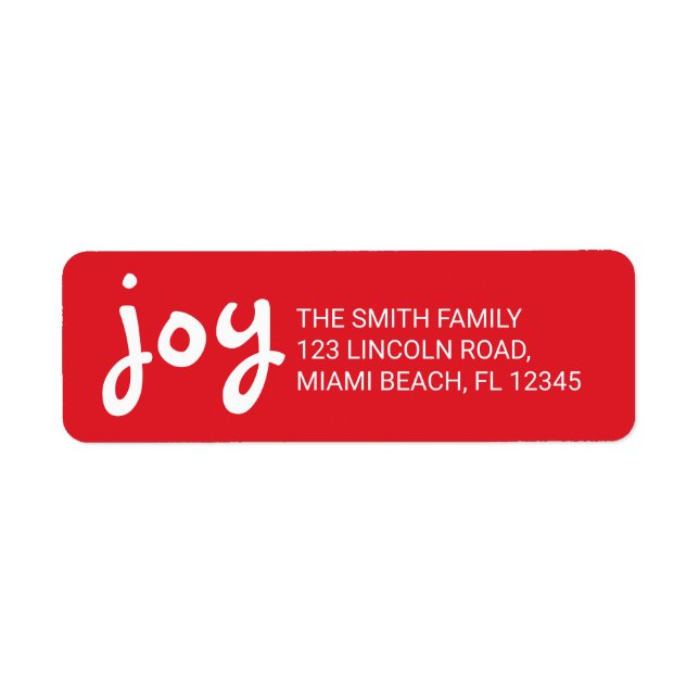 Joy | Cute and Fun Red Christmas Holidays Label (Front)