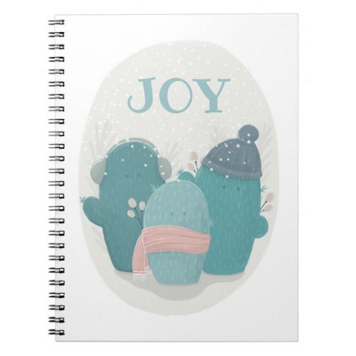 Joy Cute funny Christmas holiday winter cactus  Notebook