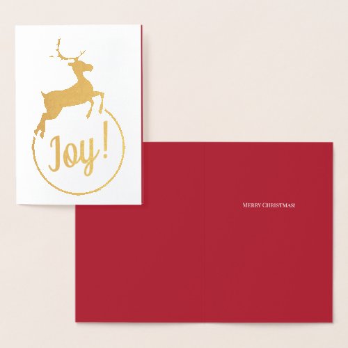 Joy Cute Reindeer Red Your Words Foil Card