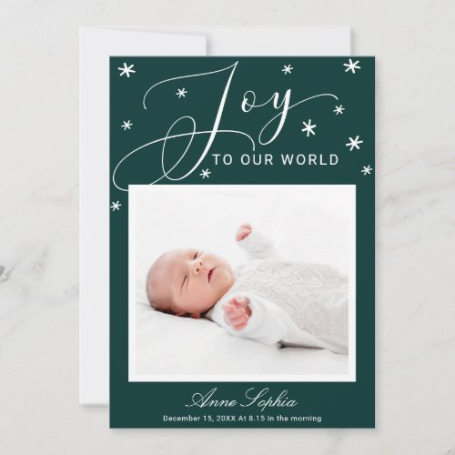 Joy Cute Script Photo Christmas Birth Announcement