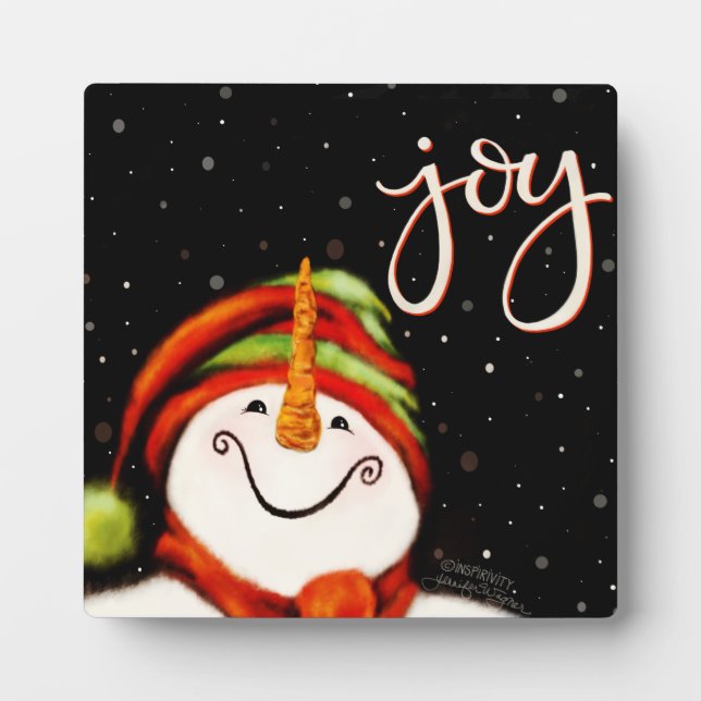 Joy Cute Snowman Christmas Holiday  Plaque (Front)