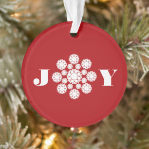 Joy Deco Flower Christmas Elegant Holiday Photo Ornament