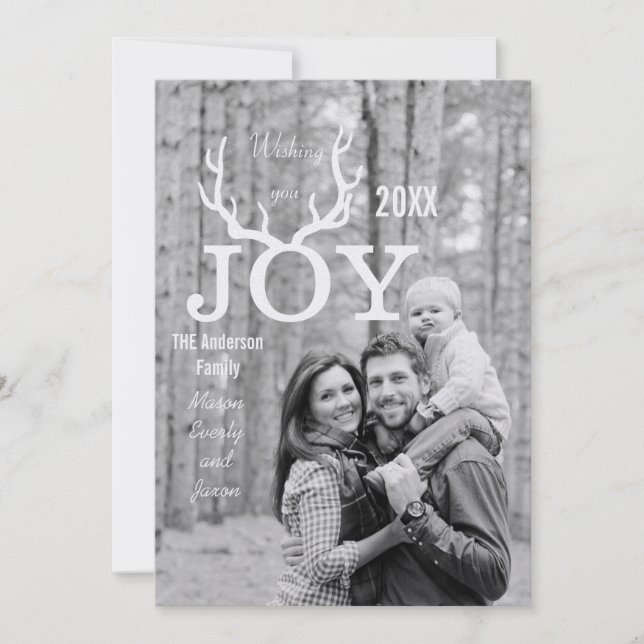 Joy Deer Antlers Holiday Christmas Any Color Back (Front)
