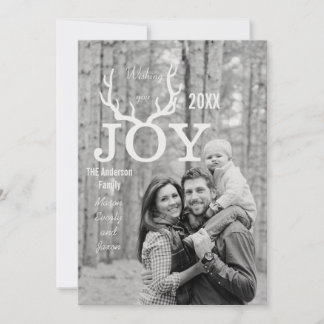 Joy Deer Antlers Holiday Christmas Any Color Back Card