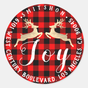 Joy Deer Holiday Return RSVP  Buffalo Fleece Gold Classic Round Sticker