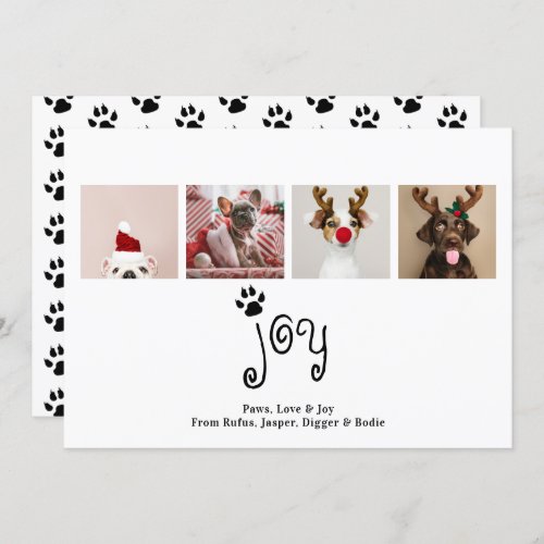 Joy Dog Christmas 4 Photo Card