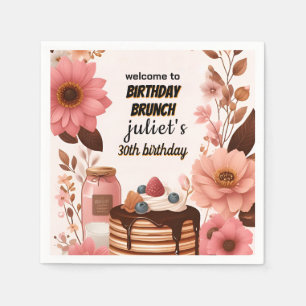 joy Donut pancake adult pink Brunch 30th Birthday Napkins