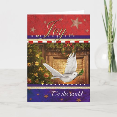 Joy Dove USA Patriotic Blank Christmas Card