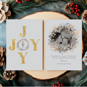 Joy Elegant Christmas Nutcracker Ballet Photo Foil Holiday Card