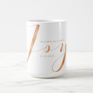 Joy Elegant Copper Handwriting Mr & Mrs Holiday Coffee Mug