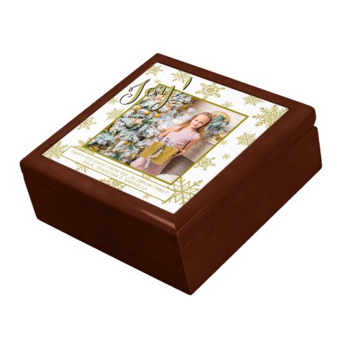 Joy Elegant Gold Snowflakes Holiday Photo Gift Box